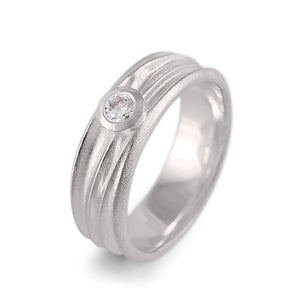 Silver ring on white background
