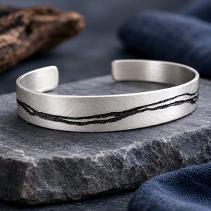 Etched Sterling Silver Cuff