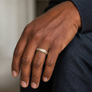 Unisex Wedding Ring In 9ct Yellow Gold with Nibbled Edges