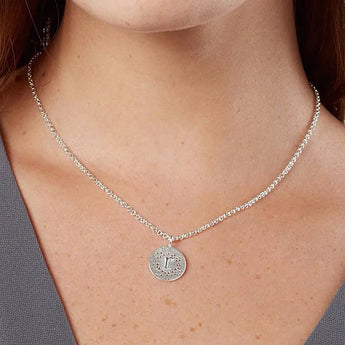 Personalised Silver Plated Necklace With Patterned Detail Model