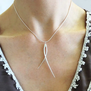 Silver Drop Strand Necklace Model