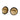 A pair of silver and gold round layered earrings with a domed design and multiple patterned holes
